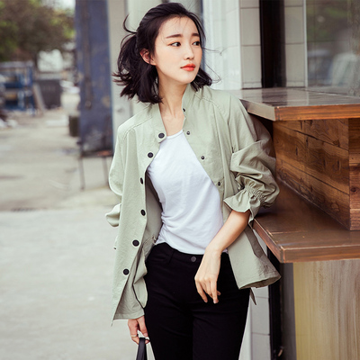 2016秋季新品韩版修身单排扣短款风衣女立领休闲英伦风学生薄外套