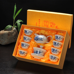 特价景德镇功夫茶具套装 陶瓷简易整套青花茶具 茶杯茶海茶道配件