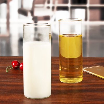 明尚德耐热创意简约果汁杯圆形杯子 家用茶杯透明玻璃水杯套装