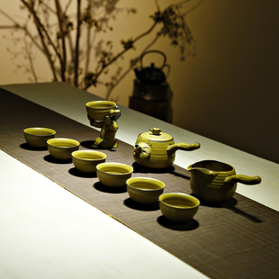 粗陶侧把壶茶具套装创意仿古窑变手工日式紫砂汉陶土陶瓷功夫茶具