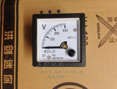 指针式交流电压表表头99T1 0-450V外形尺寸48*48mm开孔45*45mm