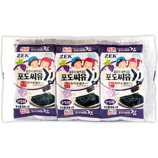 韩国进口ZEK葡萄籽油烤海苔12g/包休闲零食2份起售