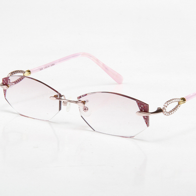 魅影8507YEIN韩国时尚无框镶钻眼镜架近视切边女正品定制钻石手工