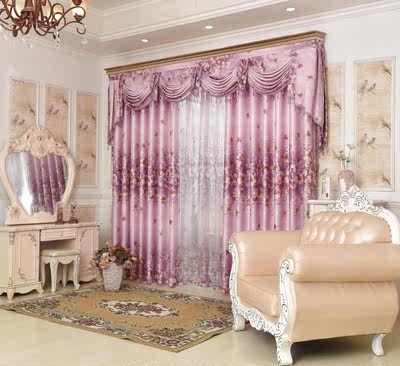 欧式窗帘客厅现代豪华高档客厅卧室双面印花成品烫金窗帘窗纱特价