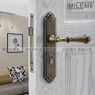 德国米莱米卧室门锁室内门锁美式门锁仿古铜房门锁执手锁纯铜锁芯