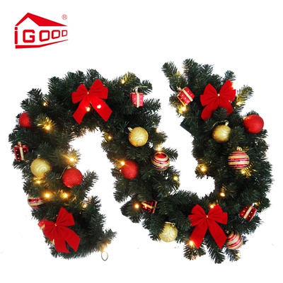【IGOOD】圣诞节装饰品圣诞树挂件挂墙壁炉180cm装饰藤条配件PVC