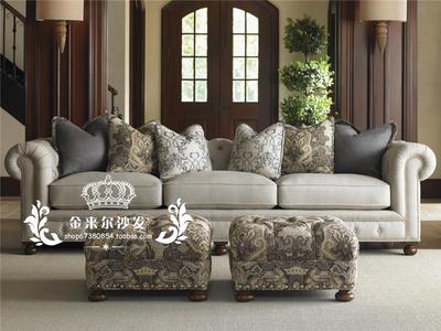 美式乡村时尚后现代简约欧式法式休闲高档定制棉麻布艺三人沙发