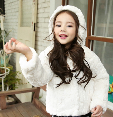 现货韩国进口童装2016冬bonne时尚纯色儿童带帽仿皮草棉衣外套