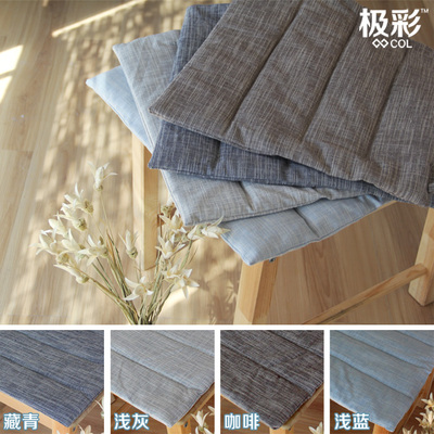 简约日式薄款纯色棉麻布艺餐椅垫zakka保暖坐垫素色榻榻米凳子垫