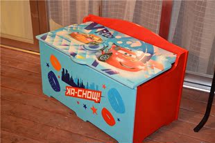 包邮小汽车卡通家具实木质整理盒储物箱宝宝儿童玩具收纳箱储物凳
