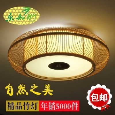 中式客厅灯具东南亚餐厅吊灯简约创意卧室书房竹编灯吸顶灯02500