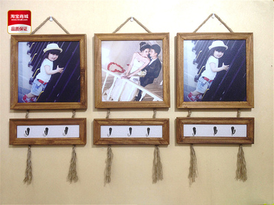 实木个性实用立体创意礼品结婚影楼衣帽钩方形相框工艺组合照片墙