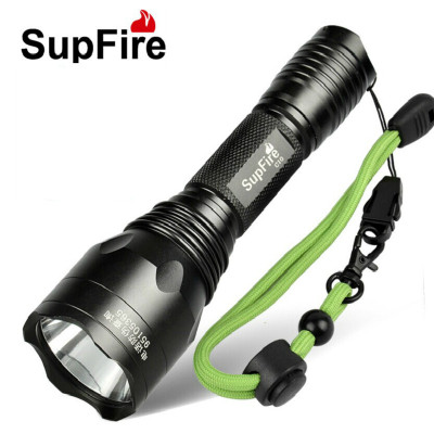 SupFire神火C10强光手电筒LED充电户外骑行远射家用防水 黄光打猎
