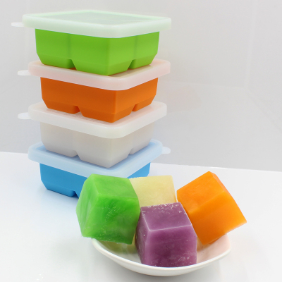 食品级硅胶婴儿辅食盒21格四格带盖肉泥高汤冷冻制冰格保鲜储存格