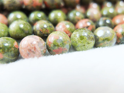 天然花绿石圆珠 天然水晶 串珠散珠半成品 DIY手工饰品配件