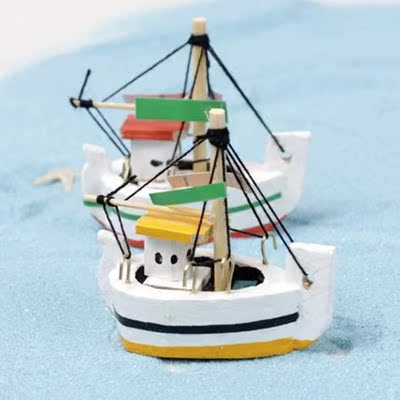 特价 地中海风格帆船 纯手工木质工艺品 渔船小帆船 鱼缸装饰摆件