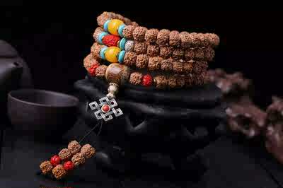 正宗尼泊尔藏式五瓣小金刚佛珠手链、108颗（7*9mm）