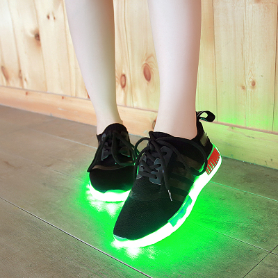 夏季七彩发光鞋女闪光灯韩版LED夜光鞋男USB充电鞋鬼舞步鞋荧光鞋