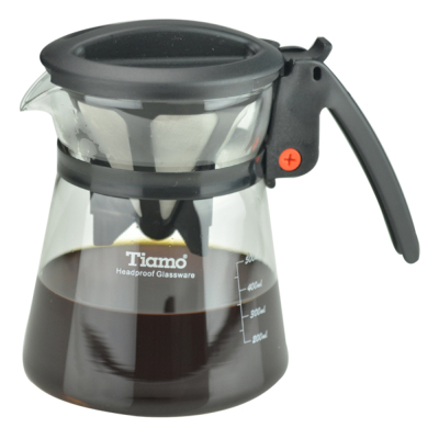 TiamoV锥形细密滤网手冲泡咖啡过滤分享杯免滤纸咖啡壶500ml