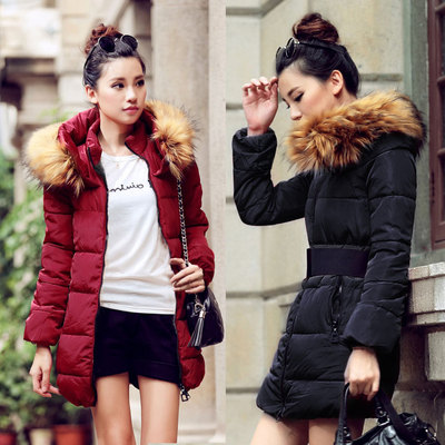 韩版加肥加大码女装胖MM冬装2015新款显瘦加厚中长款棉衣毛领外套