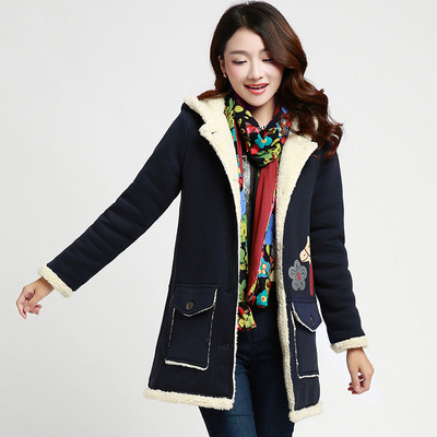 韩版秋冬新款中长款加厚连帽外套女装冬装上衣棉服羊毛里女式棉衣