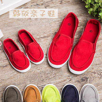 韩版夏季儿童帆布鞋母子鞋懒人板鞋布鞋男女童鞋大小童亲子宝宝鞋