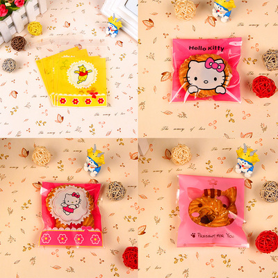 烘焙包装 可爱小熊kt猫饼干袋 自封袋 半透明曲奇糖果袋10个装