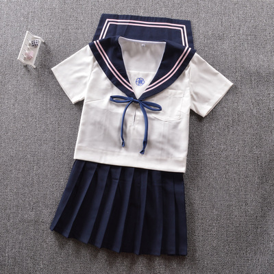 现货正统JK制服学生水手服 日本拼接领刺绣软妹二本水手服套装