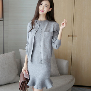 毛衣套装女秋季2016新款长袖针织衫开衫女装时尚韩版半身裙两件套
