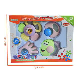 婴儿摇铃发声玩具4件礼盒套装 出生宝宝智力益智玩具送礼 0-3岁