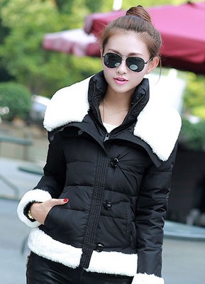 2014新款韩版冬装外套小时代3同款羽绒服女短款纯色毛领修身显瘦
