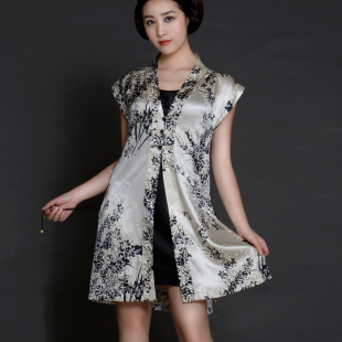 隆唐2015夏季新款印花真丝连衣裙吊带裙气质女装上衣两件套V042