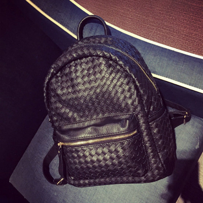 包包2015新款女包韩版编织双肩包欧洲站格子背包学生书包旅行潮包