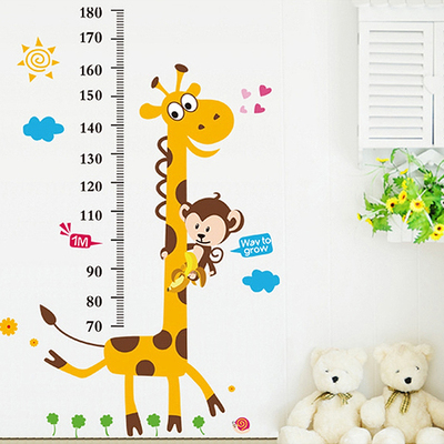 长颈鹿测量身高墙贴宝宝身高尺儿童房装饰幼儿园学校不干胶墙贴纸