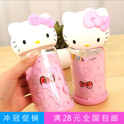 新款韩版卡通动物玻璃杯helloKitty创意水杯可爱女生随手杯礼品杯