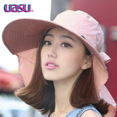 UASU太阳帽子夏防紫外线防晒帽 女士遮阳帽沙滩帽 大沿遮脸可折叠