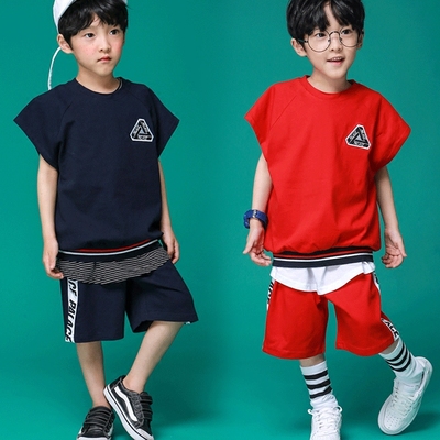 三只熊韩国童装夏季男童短袖短裤2件套棉[现货]运动套装1H83