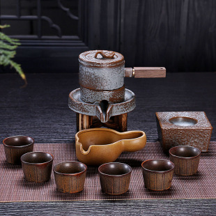 全自动粗陶茶具 陶制防烫泡茶器 石磨时来运转套装茶具 招代理