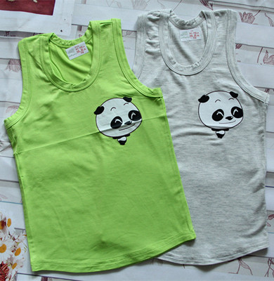 新款童装夏装 男童夏季熊猫工字背心 莫代尔棉背心 男童t恤 短袖