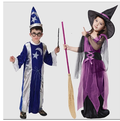 万圣节化妆舞会派对表演服 儿童哈利波特服魔法师/巫师服装巫婆服
