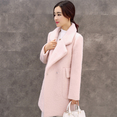 2015冬季新款女装韩版修身显瘦毛呢外套女中长款加厚羊毛呢子大衣