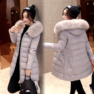 2015冬季新款棉衣女中长款棉袄女韩版修身冬装外套连帽加厚棉服女