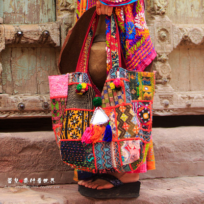 印度尼泊尔泰国吉普赛部落民族手工老绣 刺绣单肩大包 手提包挎包