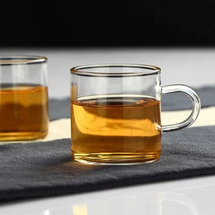 加厚耐热玻璃品茗杯子功夫茶具花茶杯喝酒杯带把透明玻璃个人杯子