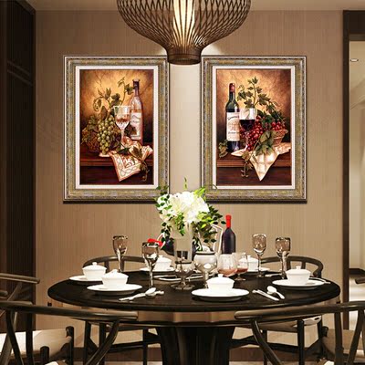 欧式餐厅装饰画 有框竖版沙发背景墙画客厅酒杯挂画玄关墙画壁画