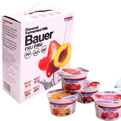 葆尔bauer低脂酸奶德国原装进口常温水果味100g克12盒儿童酸奶