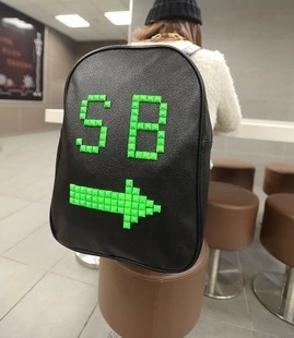个性铆钉双肩包韩版女电脑包2014新款SB字母情侣背包中学生PU书包