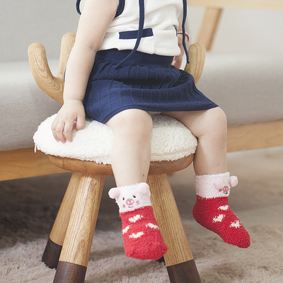 包邮可爱卡通秋冬季宝宝地板袜子0-3岁冬天婴儿袜子加厚6-12个月