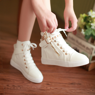 新款韩版学生帆布鞋女平底系带女鞋时尚平跟休闲鞋百搭小白鞋 潮