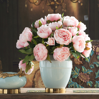 粉色牡丹假花仿真花客厅牡丹插花家居餐桌茶几花装饰花饰品绢花